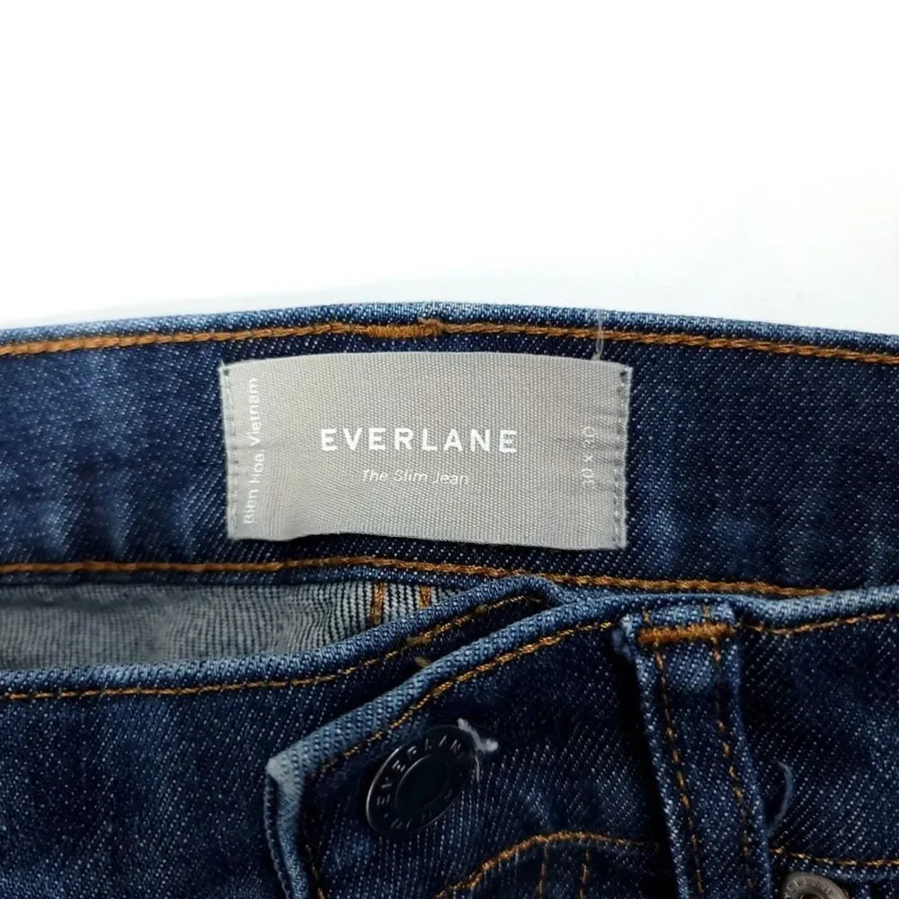 EVERLANE The Slim 4 Way Stretch Ankle Cropped Jean Dark Indigo Denim Mens 30